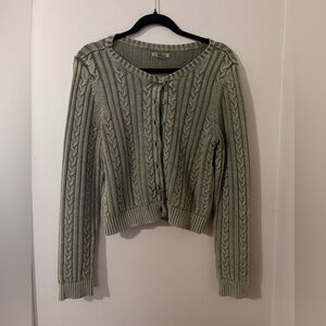 American Eagle Outfitters Sage Cable Knit Cardigan